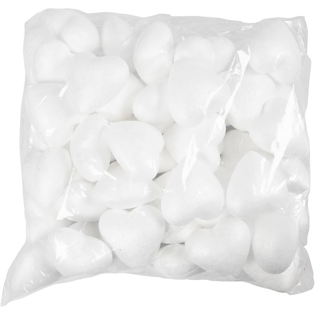 Harten, H: 8 cm, D: 4,5 cm, B: 8 cm, wit, 50 stuk/ 1 doos [HOB-543542]