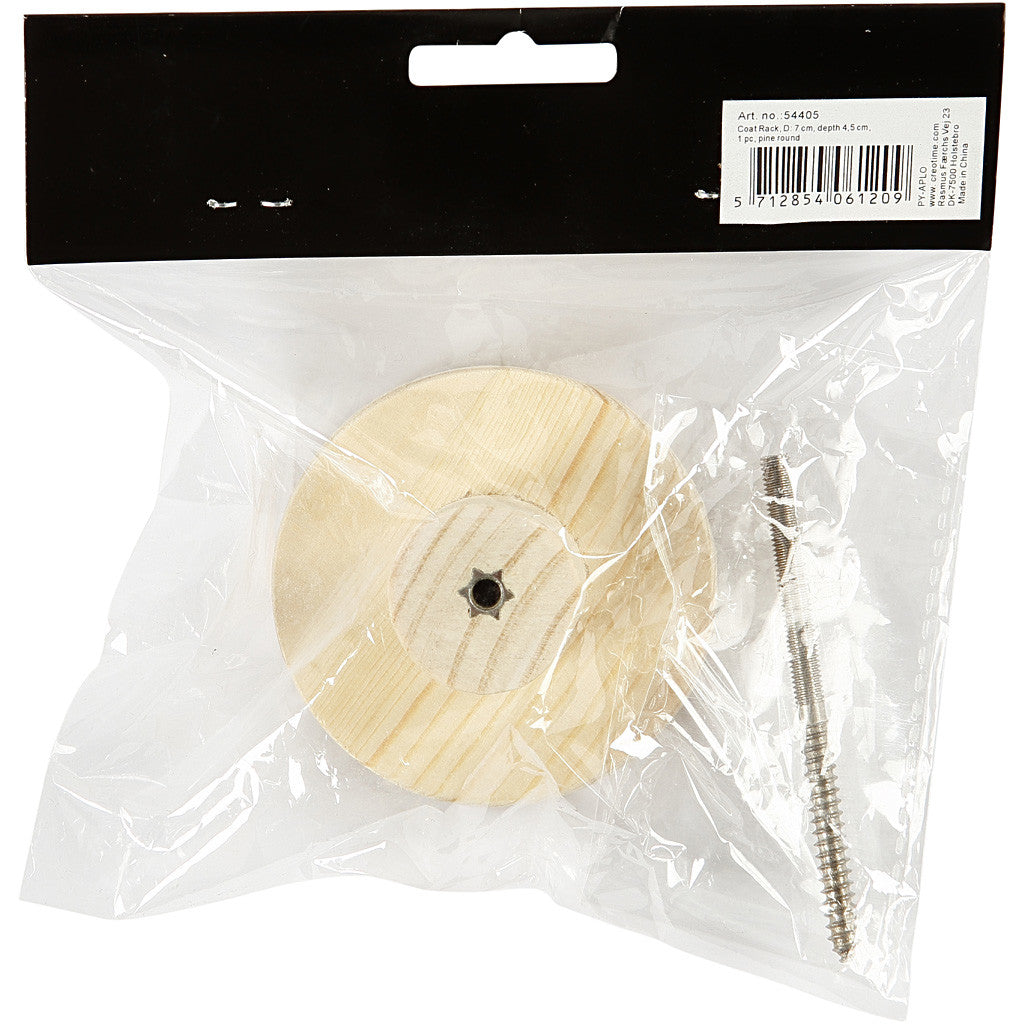 Kapstok, rond, D: 4,5 cm, d 7 cm, 1 stuk [HOB-54405]