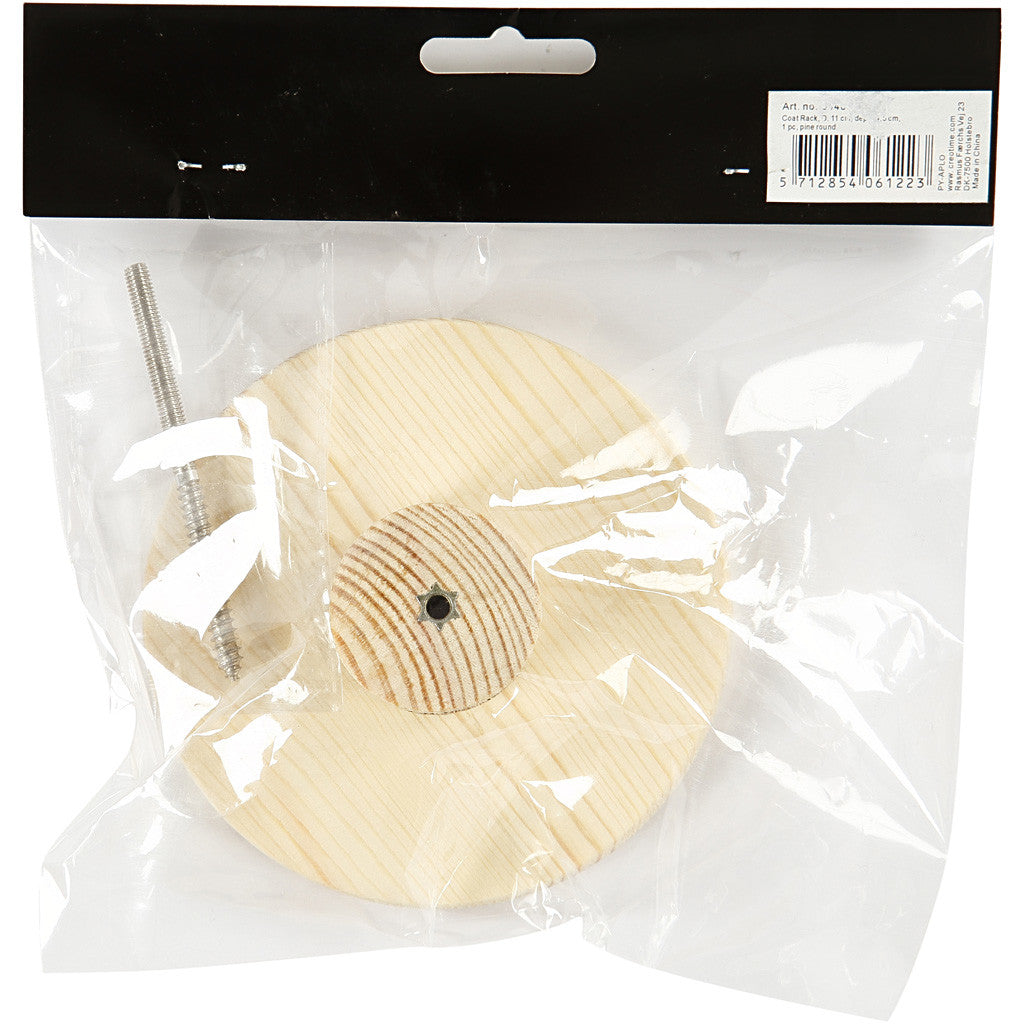 Kapstok, rond, D: 4,5 cm, d 11 cm, 1 stuk [HOB-54406]