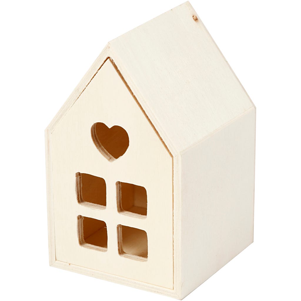 Huis met lade, H: 10,8 cm, D: 6,8 cm, B: 6,8 cm, 1 stuk [HOB-54441]