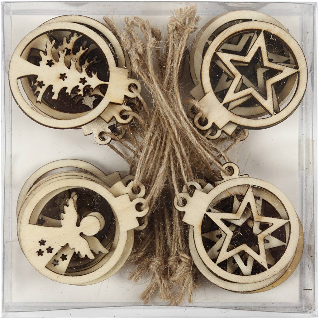Hangende kerstdecoratie, d 3 cm, dikte 2,7 mm, 24 stuk/ 1 doos [HOB-54464]