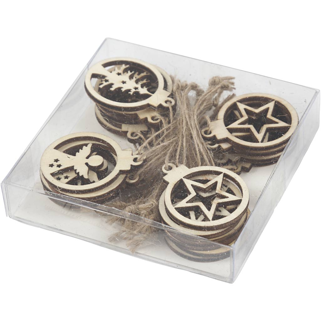 Hangende kerstdecoratie, d 3 cm, dikte 2,7 mm, 24 stuk/ 1 doos [HOB-54464]