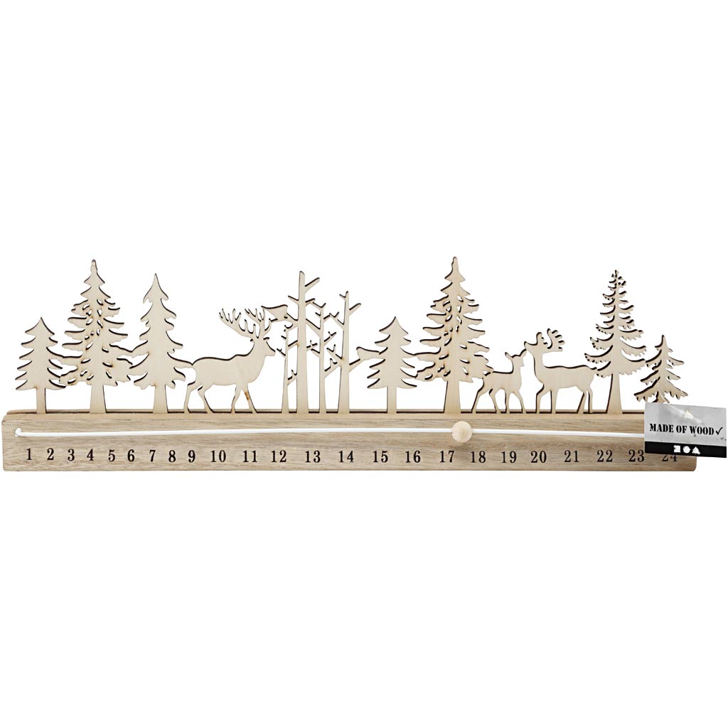Advent kalender, H: 12 cm, L: 40 cm, B: 3,6 cm, 1 stuk [HOB-54471]