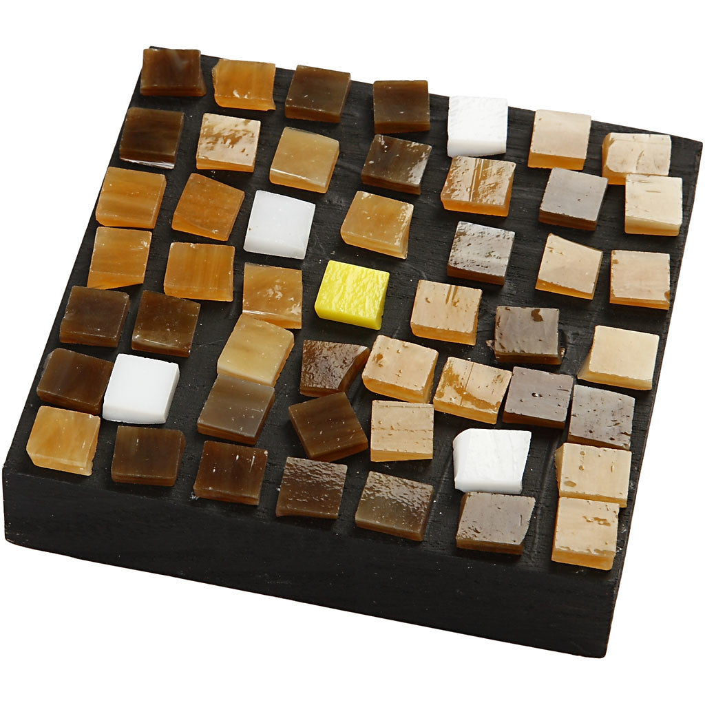 Glas mozaiek tegels, afm 10x10 mm, dikte 3 mm, ca. 700 stuk, 454 gr/ 1 doos [HOB-55553]