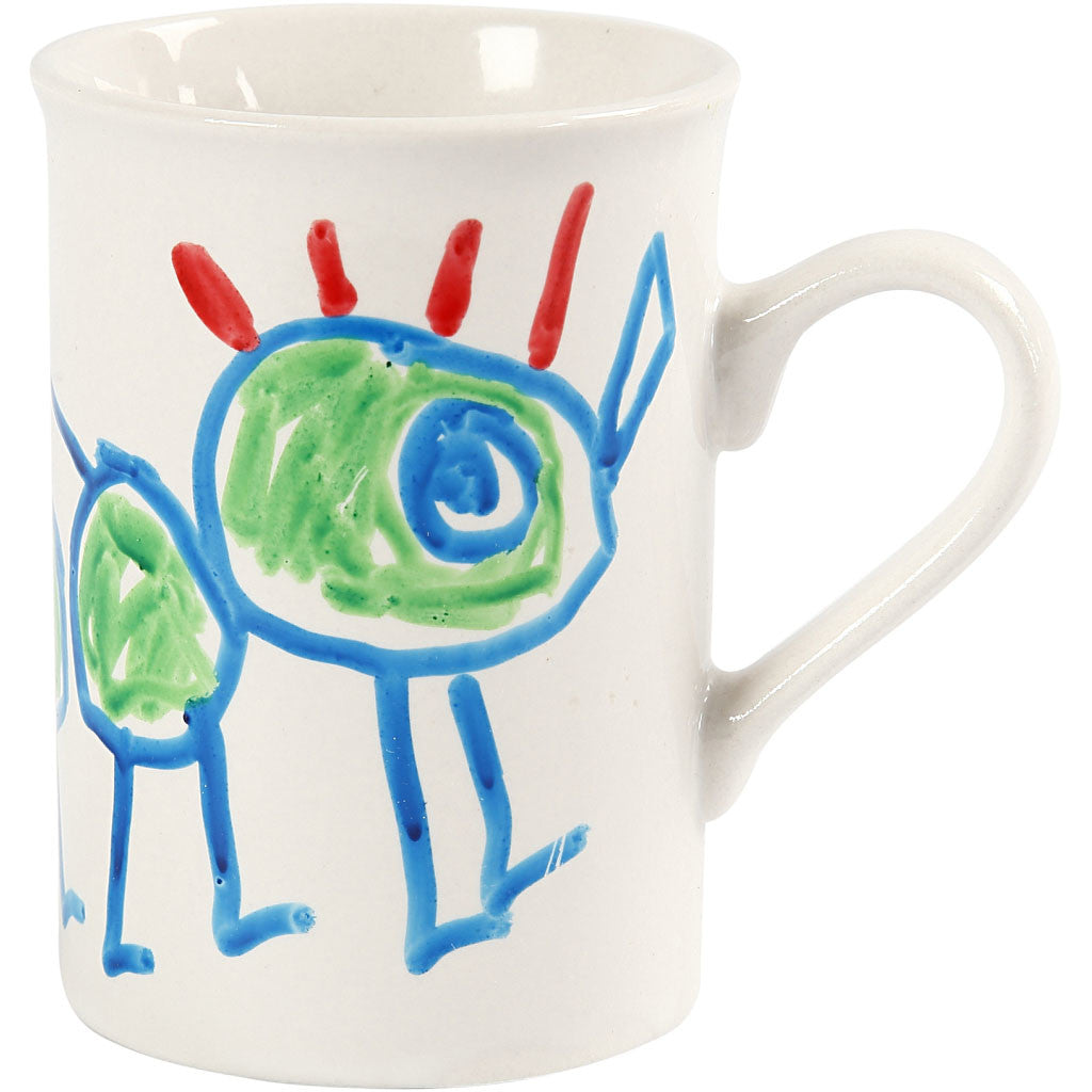 Mokken, H: 10 cm, d 7,4 cm, 245 ml, wit, 1 stuk [HOB-555970]