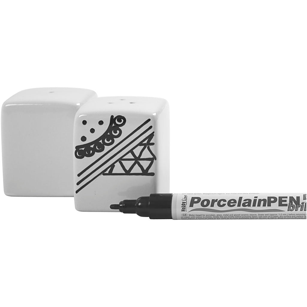 Zout & Peper set, H: 6 cm, afm 5x5 cm, glossy, wit, 6 set/ 1 doos [HOB-55604]