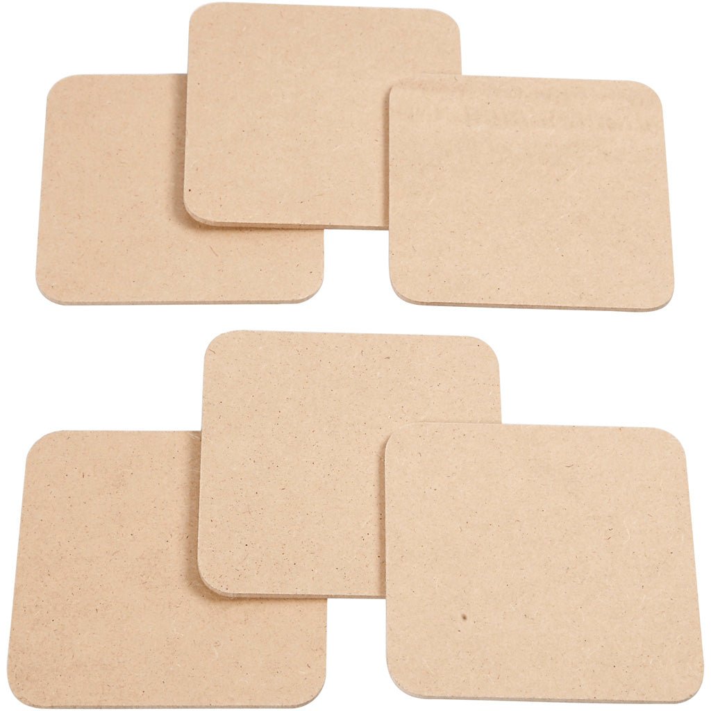 Onderzetter, afm 10x10 cm, dikte 3 mm, MDF, 50stuks [HOB55761]