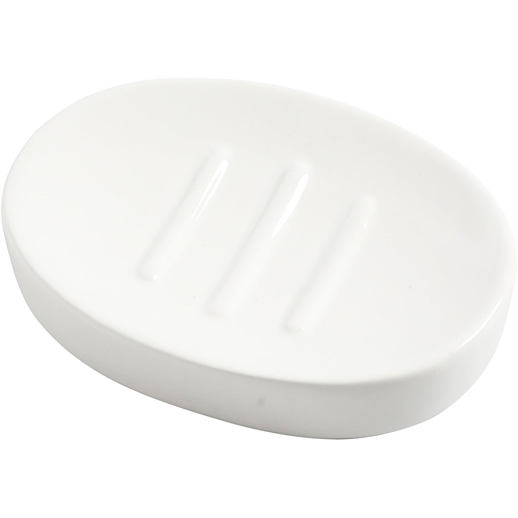 Soap dishes, H: 2,5 cm, L: 13,5 cm, W: 10 cm, white