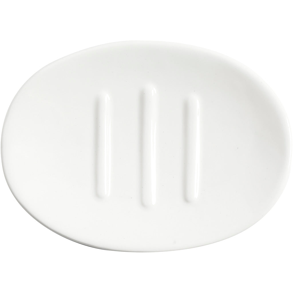 Zeepbakje, H: 2,5 cm, L: 13,5 cm, B: 10 cm, wit, 1 stuk [HOB-558660]