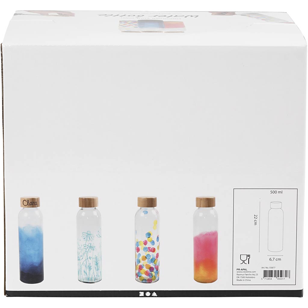 Waterfles, H: 22 cm, d 6,7 cm, 500 ml, 12 stuk/ 1 doos [HOB-55877]