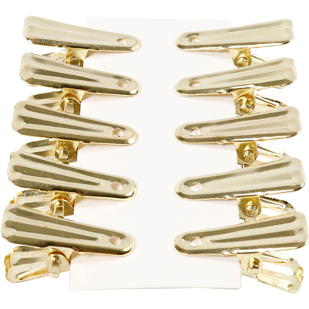 Deco knijpers, L: 27 mm, B: 14 mm, goud, 10 stuk/ 1 doos [HOB-559541]