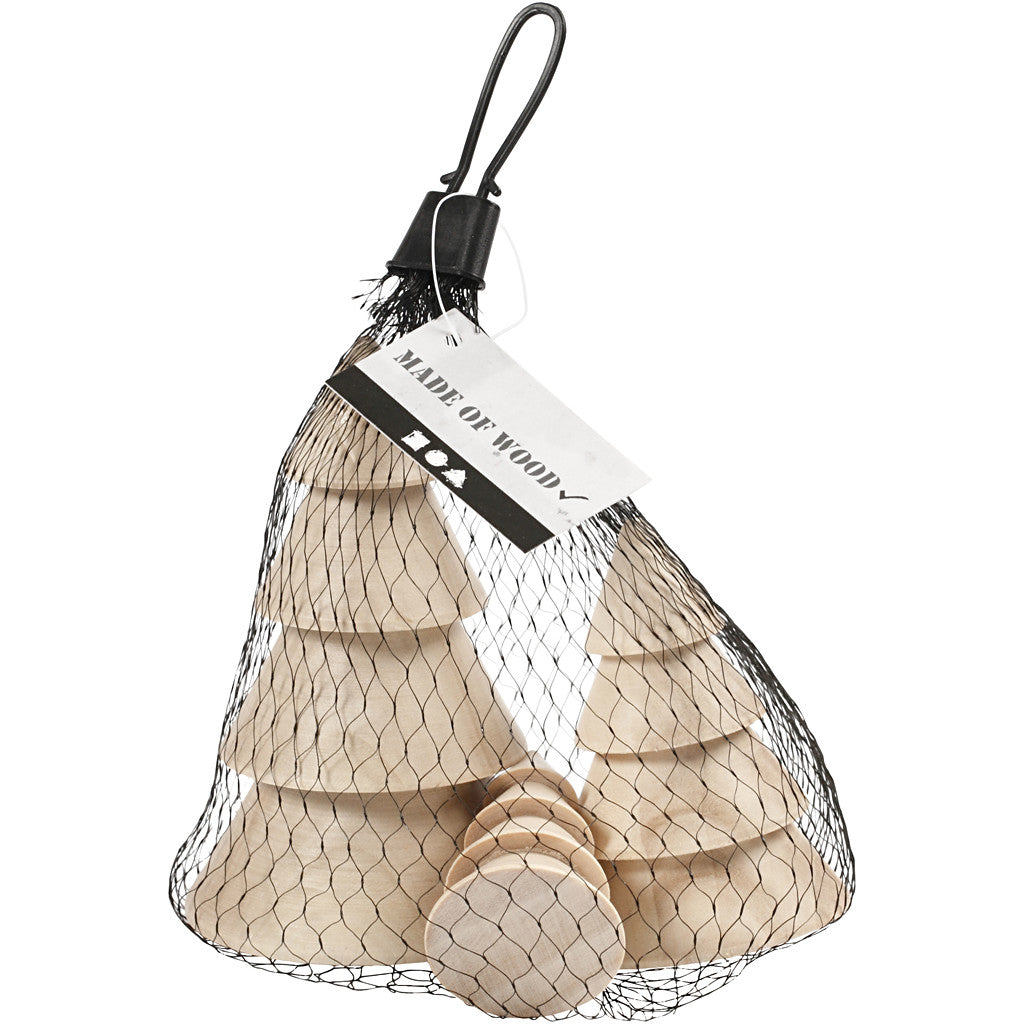 Kerstbomen van hout, H: 5+7,5+10 cm, d 3,5+5,4+6,7 cm, 3 stuk/ 1 doos [HOB-56238]