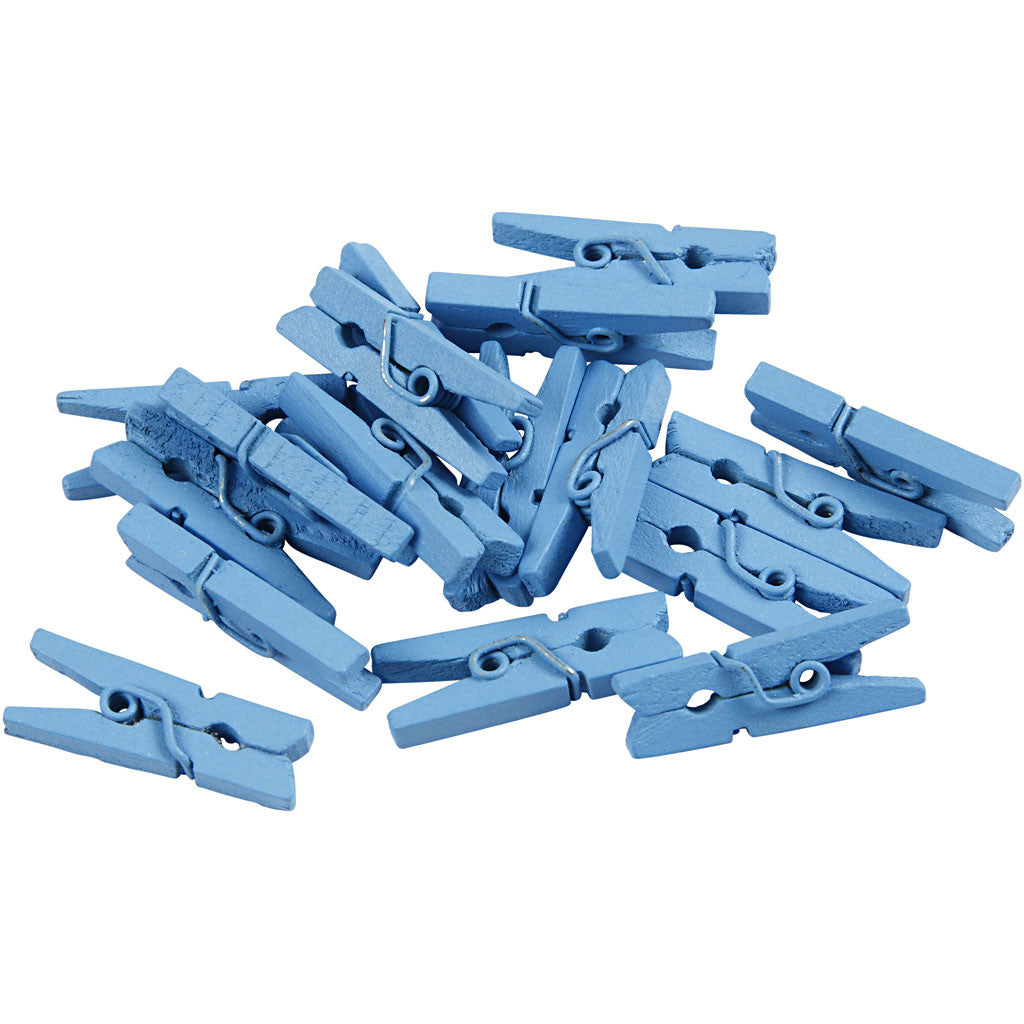 Mini wasknijpers, L: 25 mm, B: 3 mm, blauw, 36 stuk/ 1 doos [HOB-56439]