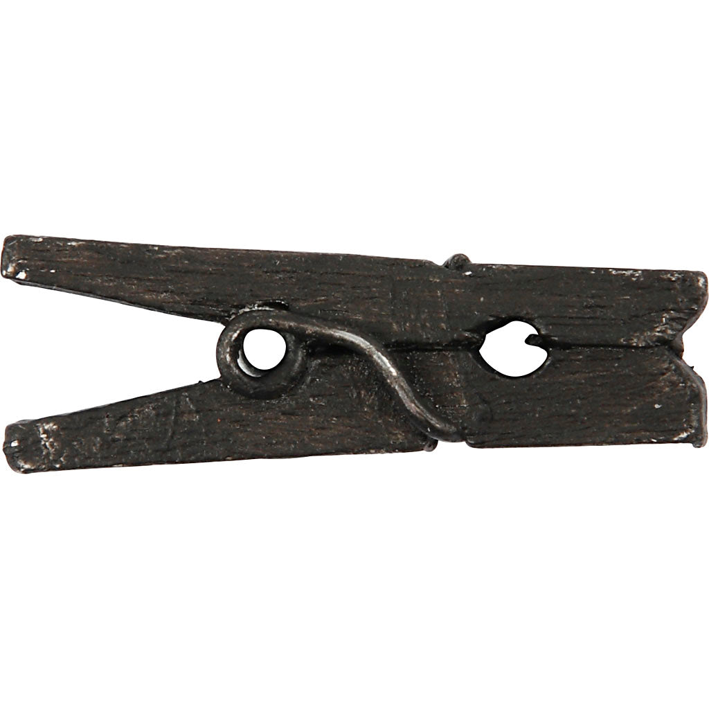 Mini Clothes Peg, L: 25 mm, W: 3 mm, black, 36 pc