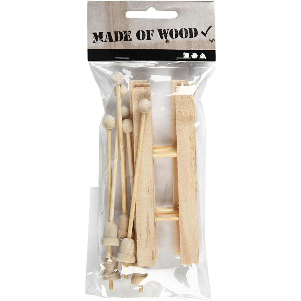 Ski met stokken, afm 11x3,8 cm, 3 paar/ 1 doos [HOB-564720]