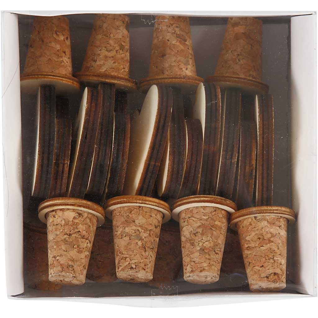 Flessenkurk, H: 9 cm, d 15-20 mm, 12 stuk/ 1 doos [HOB-56477]