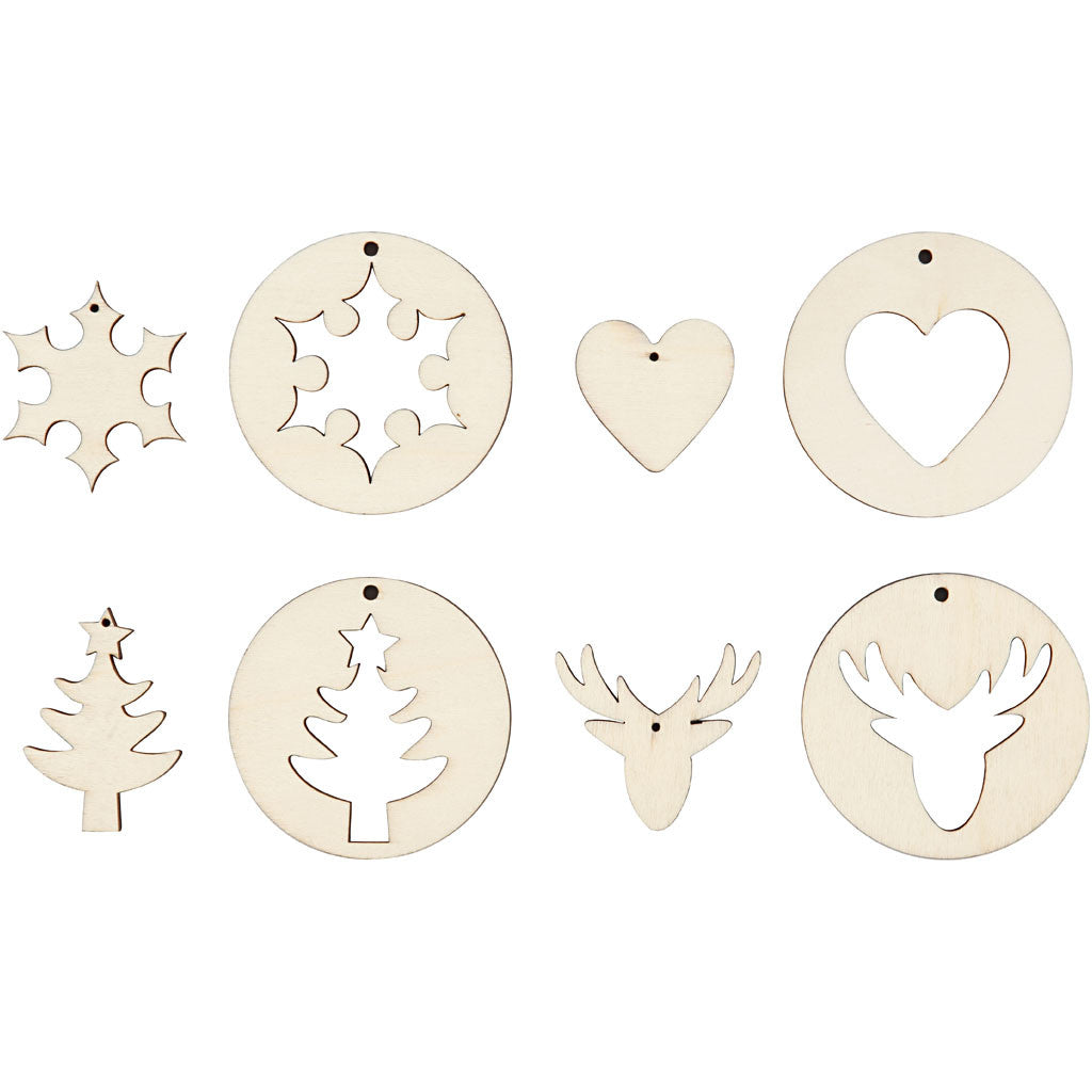 2-in-1 Hangende decoraties, d 7 cm, gatgrootte 3 mm, dikte 4 mm, 8 stuk/ 1 doos [HOB-565090]