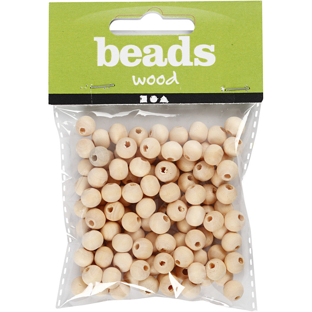 Houten kraal, d 8 mm, gatgrootte 2 mm, 100 stuk/ 1 doos [HOB-566620]
