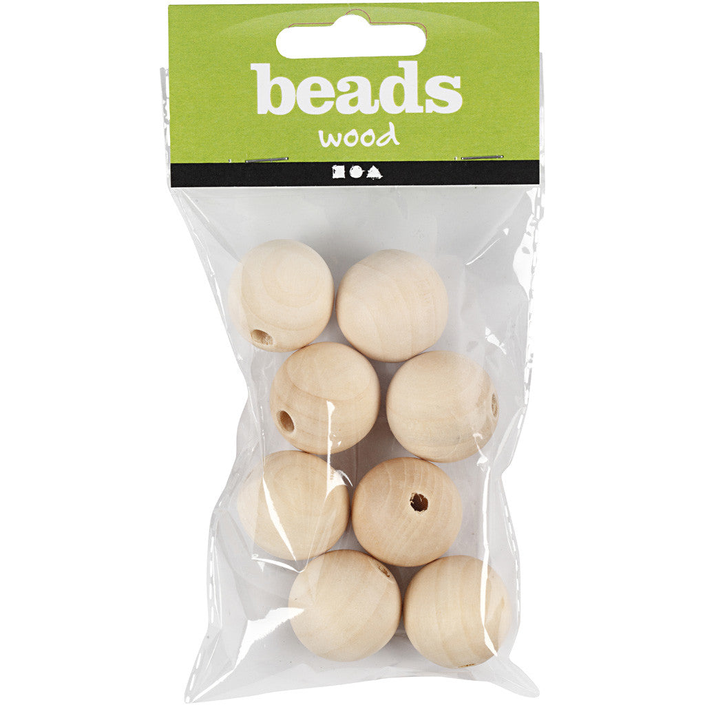 Houten kraal, d 25 mm, gatgrootte 4,5 mm, 8stuk/ 1 doos [HOB-566700]