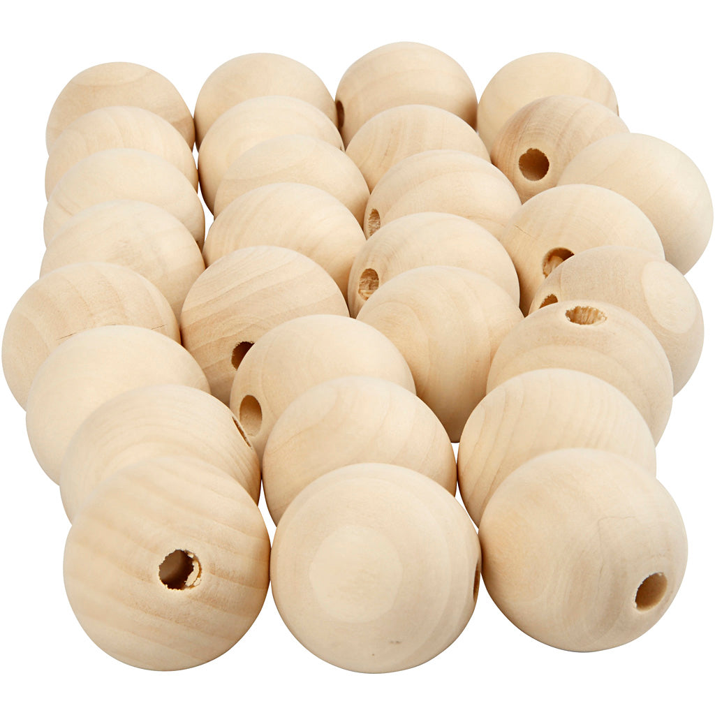 Wooden Bead, dia. 25 mm, hole size 4,5 mm, 100 pc