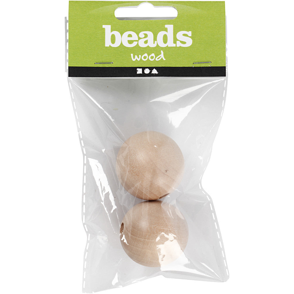 Houten kraal, d 35 mm, gatgrootte 6 mm, 2 stuk/ 1 doos [HOB-566740]