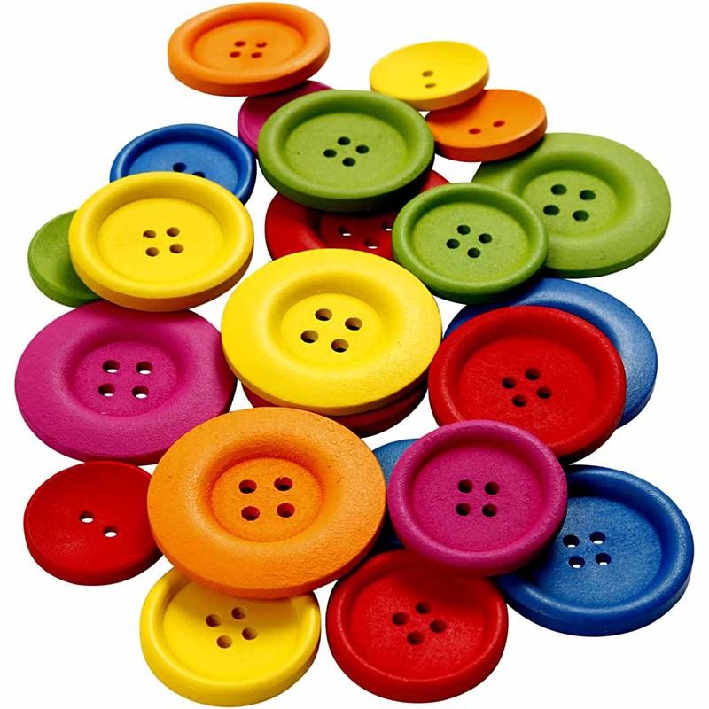 50 Houten Knopen 20 Mm – 2-gats, Kleurrijk Gemengd, Ideaal Voor Naaien, Knutselen, Kledingreparatie En Knuffelbeestdecoratie