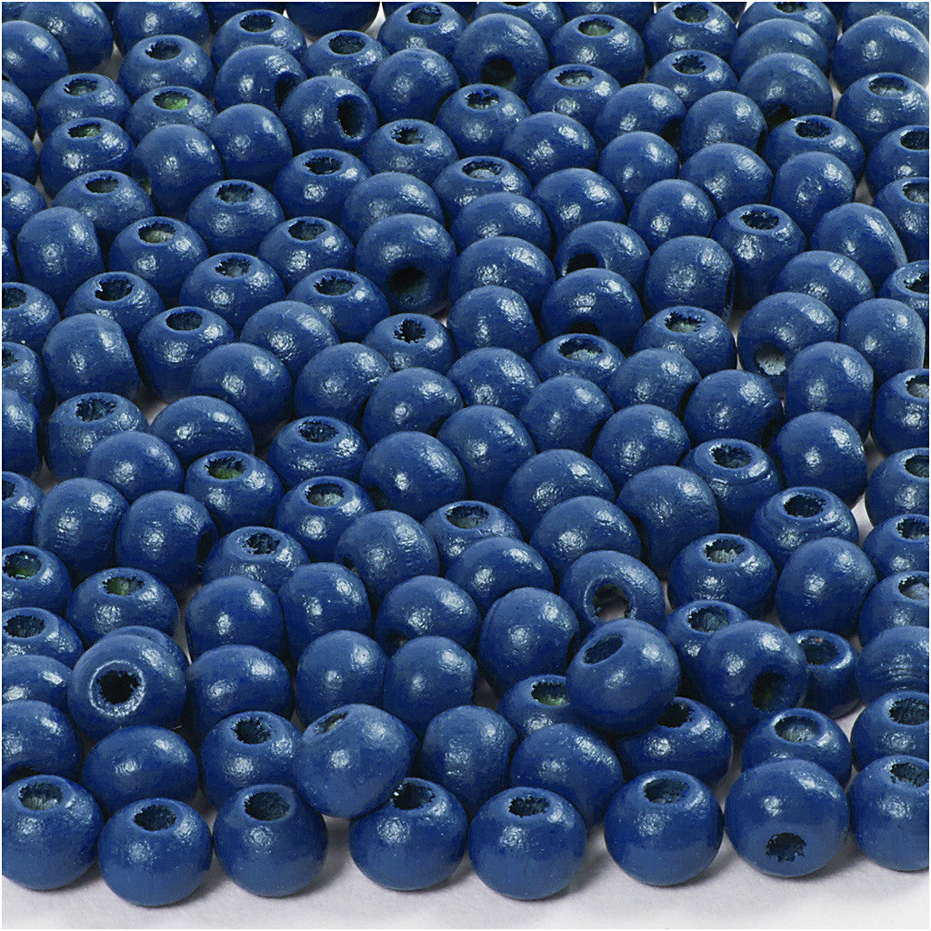 Houten Kralen, d 5 mm, gatgrootte 1,5 mm, ca. 150 stuk, blauw, 6 gr/ 1 doos [HOB-570398]