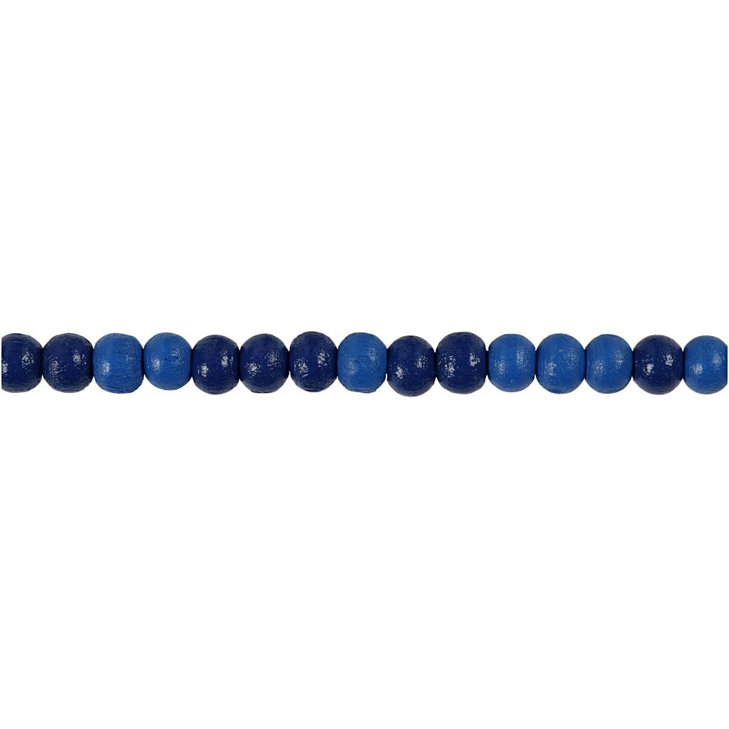 Houten Kralen, d 5 mm, gatgrootte 1,5 mm, ca. 150 stuk, blauw, 6 gr/ 1 doos [HOB-570398]