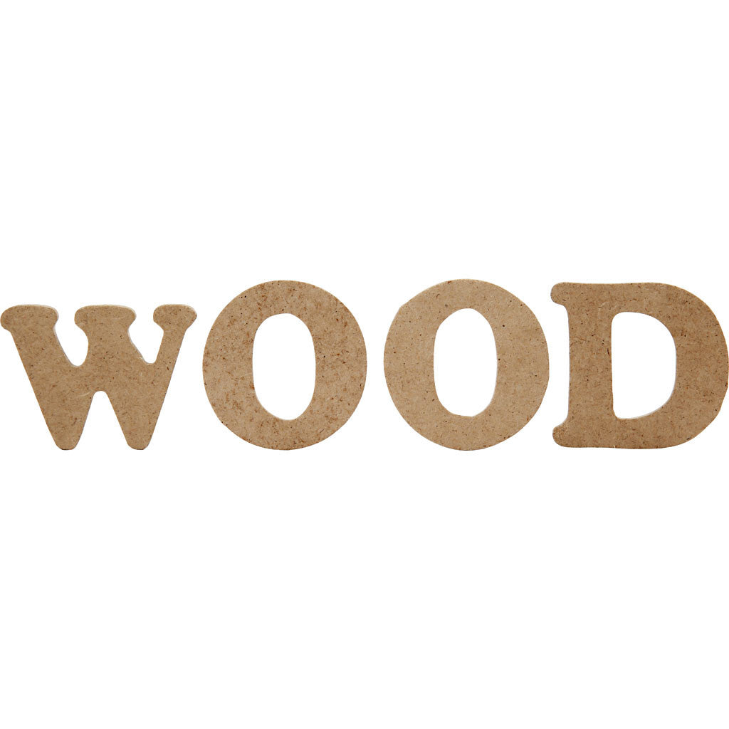 Houten letters & cijfers, H: 4 cm, dikte 2,5 mm, 288 stuk/ 1 doos [HOB-57408]