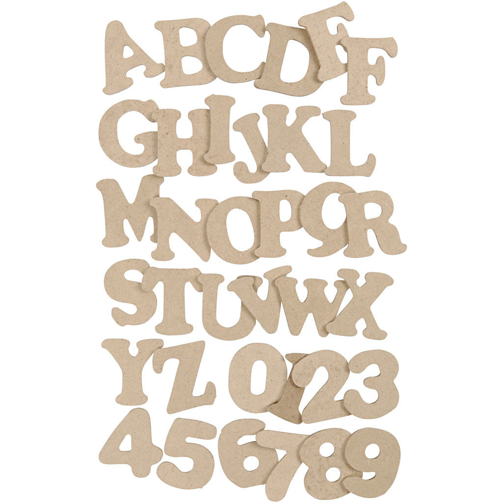 Houten letters & cijfers, H: 4 cm, dikte 2,5 mm, 36x10 doos/ 1 doos [HOB-57448]