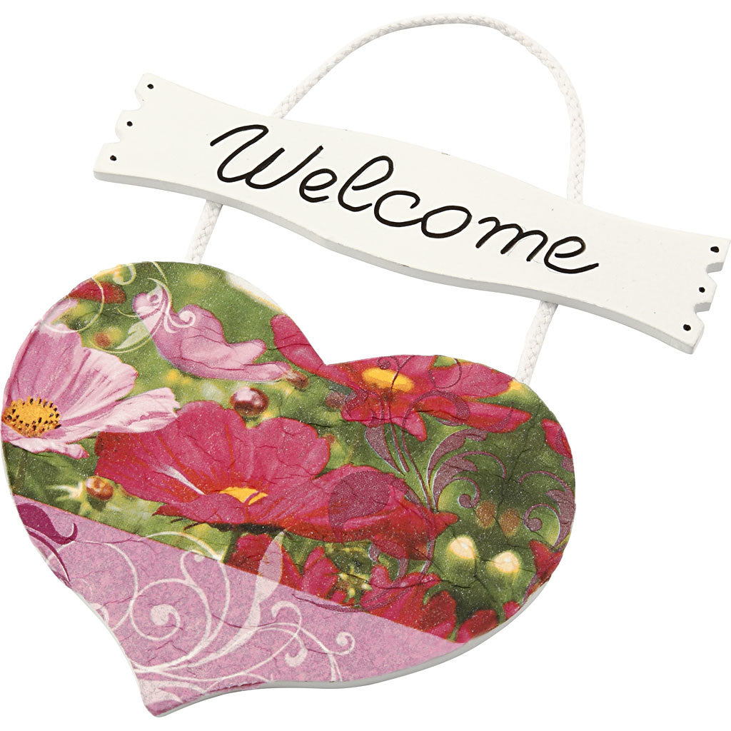 Hart met bord, afm 28x19 cm, dikte 5 mm, 10 stuk/ 1 doos [HOB-57484]