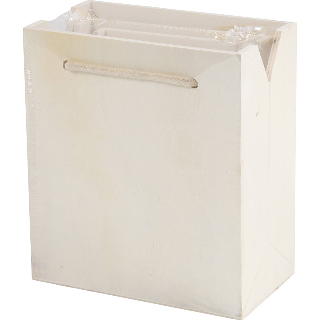 Tas met hengsel, H: 12+14+16 cm, D: 5+7+9 cm, B: 16+16,5+18 cm, 3 stuk/ 1 set [HOB-577420]