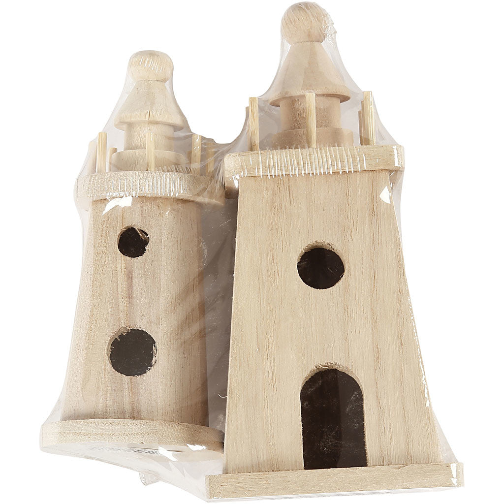Vuurtoren, H: 13,5+18 cm, 2 stuk/ 1 doos [HOB-57748]
