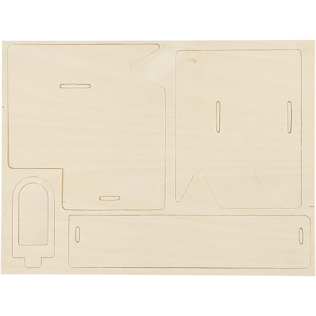 3D Houten Constructie Set, Huis met veranda, afm 22,5x17,5x20,5, 1 stuk [HOB-57874]