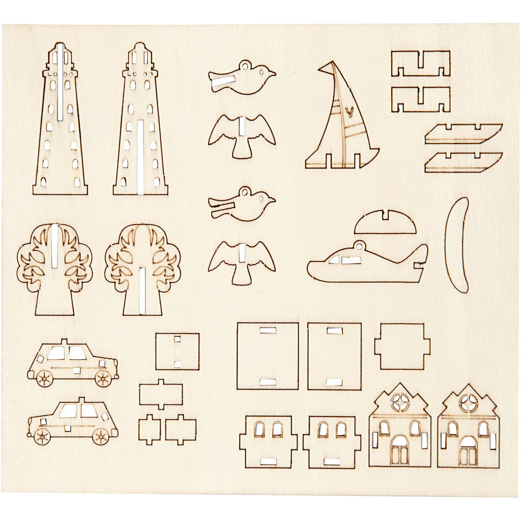 DIY Houten figuren, elke dag, L: 15,5 cm, B: 17 cm, dikte 3 mm, 1 doos [HOB-57881]