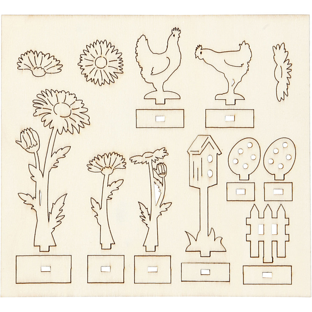 DIY Houten figuren, L: 15,5 cm, B: 17 cm, dikte 3 mm, 1 doos [HOB-57941]
