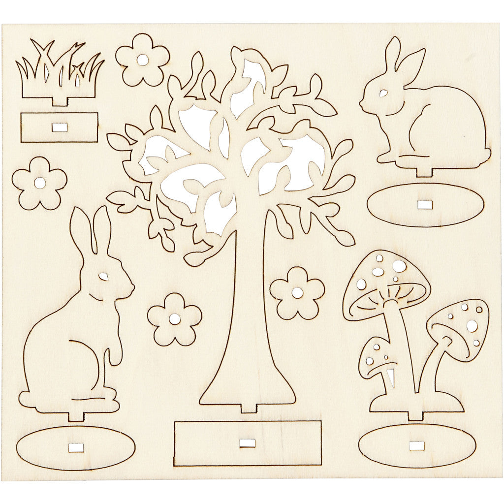 DIY Houten figuren, L: 15,5 cm, B: 17 cm, dikte 3 mm, 1 doos [HOB-57942]