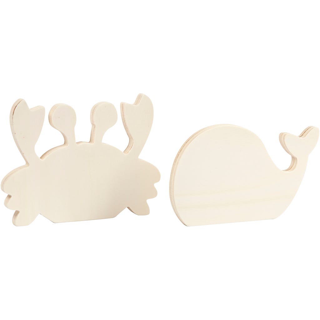Waterwereld figuren, Krab en walvis, H: 9,5-12 cm, B: 16 cm, dikte 1,2 cm, 2 stuk/ 1 doos [HOB-57975]