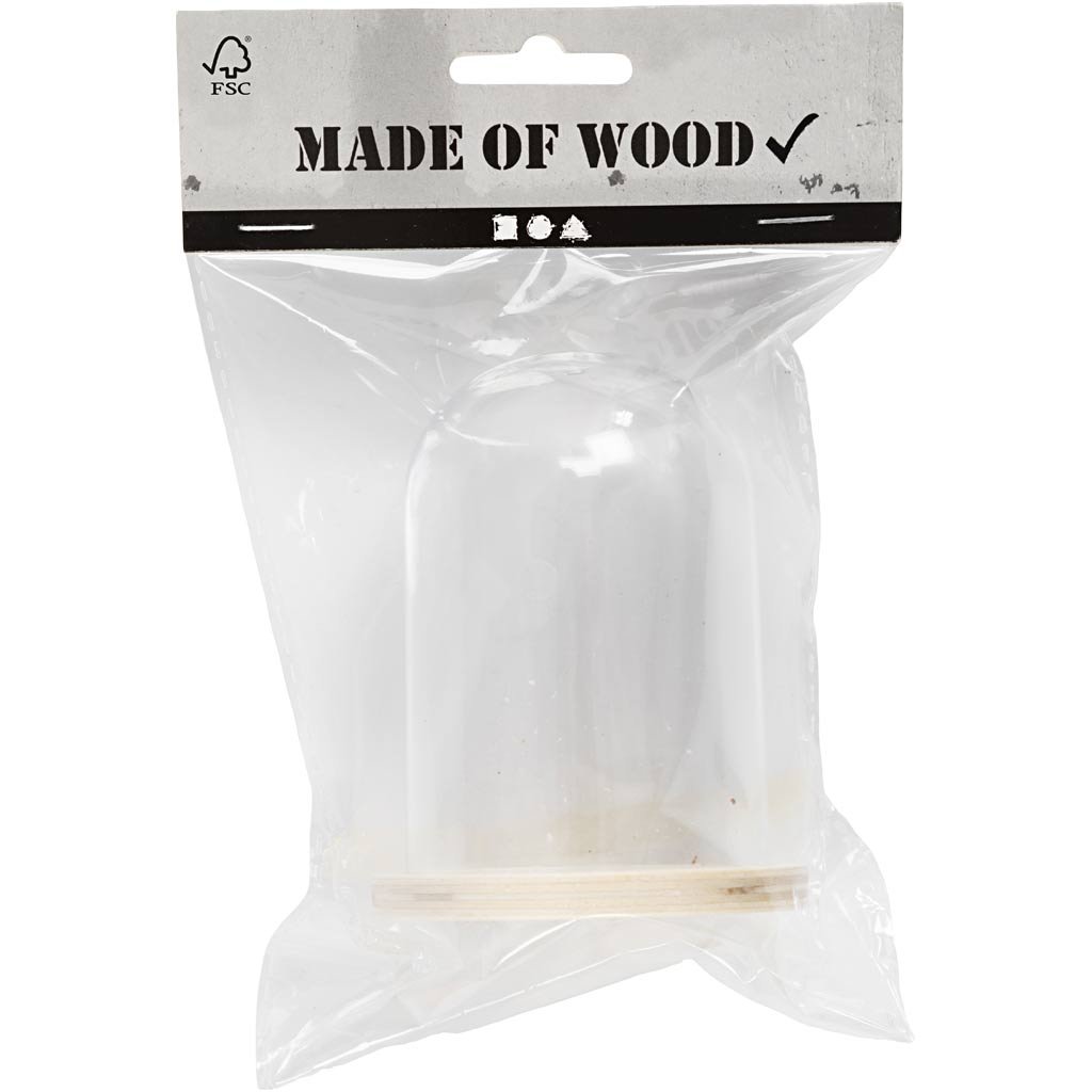 Klok op houten voet, H: 9,5 cm, d 6 cm, gatgrootte 3 mm, 1 stuk [HOB-580820]