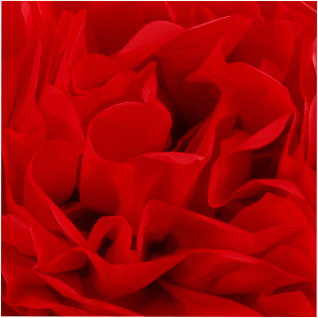 Pompon van papier, d 20+24+30 cm, 16 gr, rood, 3 stuk/ 1 doos [HOB-590003]