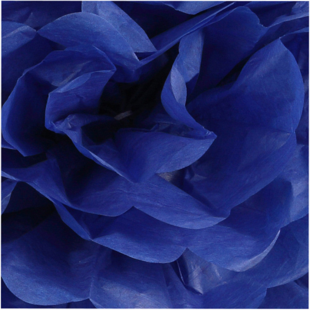 Pompon van papier, d 20+24+30 cm, 16 gr, donkerblauw, 3 stuk/ 1 doos [HOB-590004]