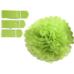 Pompon van papier, d 20+24+30 cm, 16 gr, lime groen, 3 stuk/ 1 doos [HOB-590007]