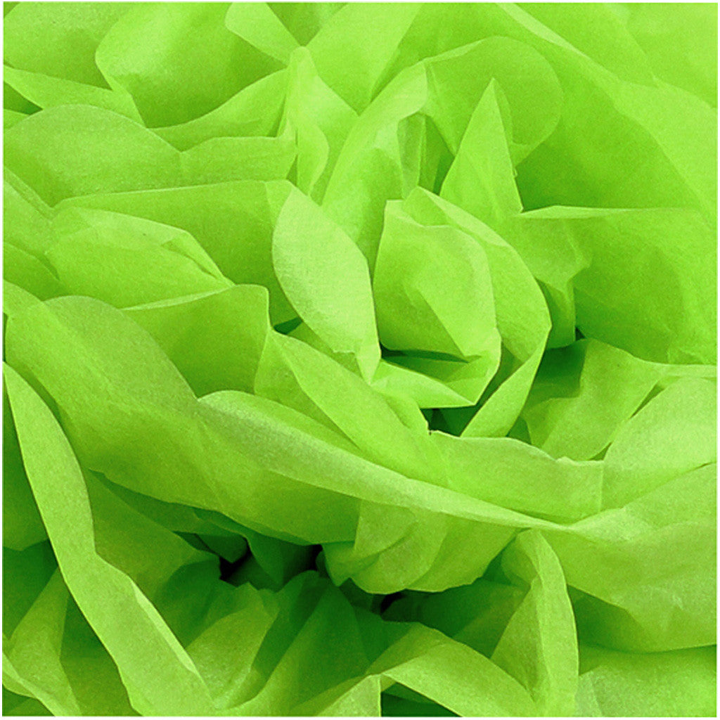 Pompon van papier, d 20+24+30 cm, 16 gr, lime groen, 3 stuk/ 1 doos [HOB-590007]