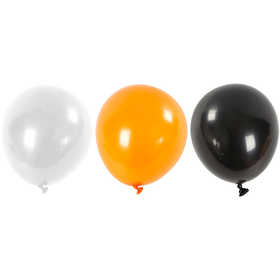 Ballonnen, rond, d 23-26 cm, zwart, oranje, wit, 10 stuk/ 1 doos [HOB-591470]