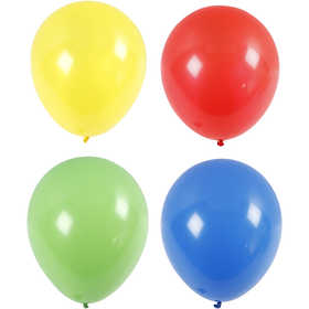 Ballonnen, giga, d 41 cm, blauw, groen, rood, geel, 4 stuk/ 1 doos [HOB-59183]