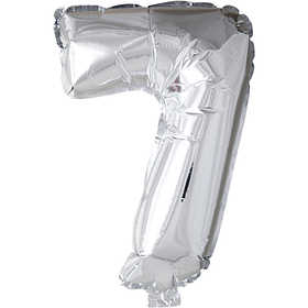 Folieballon , 7, H: 41 cm, zilver, 1 stuk [HOB-59191]