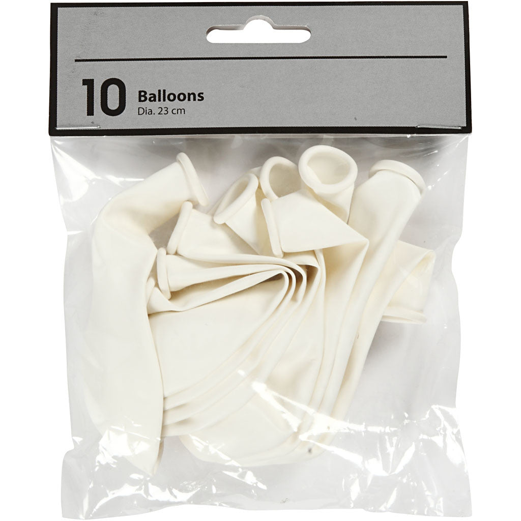 Ballonnen, d 23 cm, off-white, 10 stuk/ 1 doos [HOB-592021]