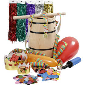 Carnavals ton met toebehoren, H: 38 cm, klein, 1 set [HOB-59208]