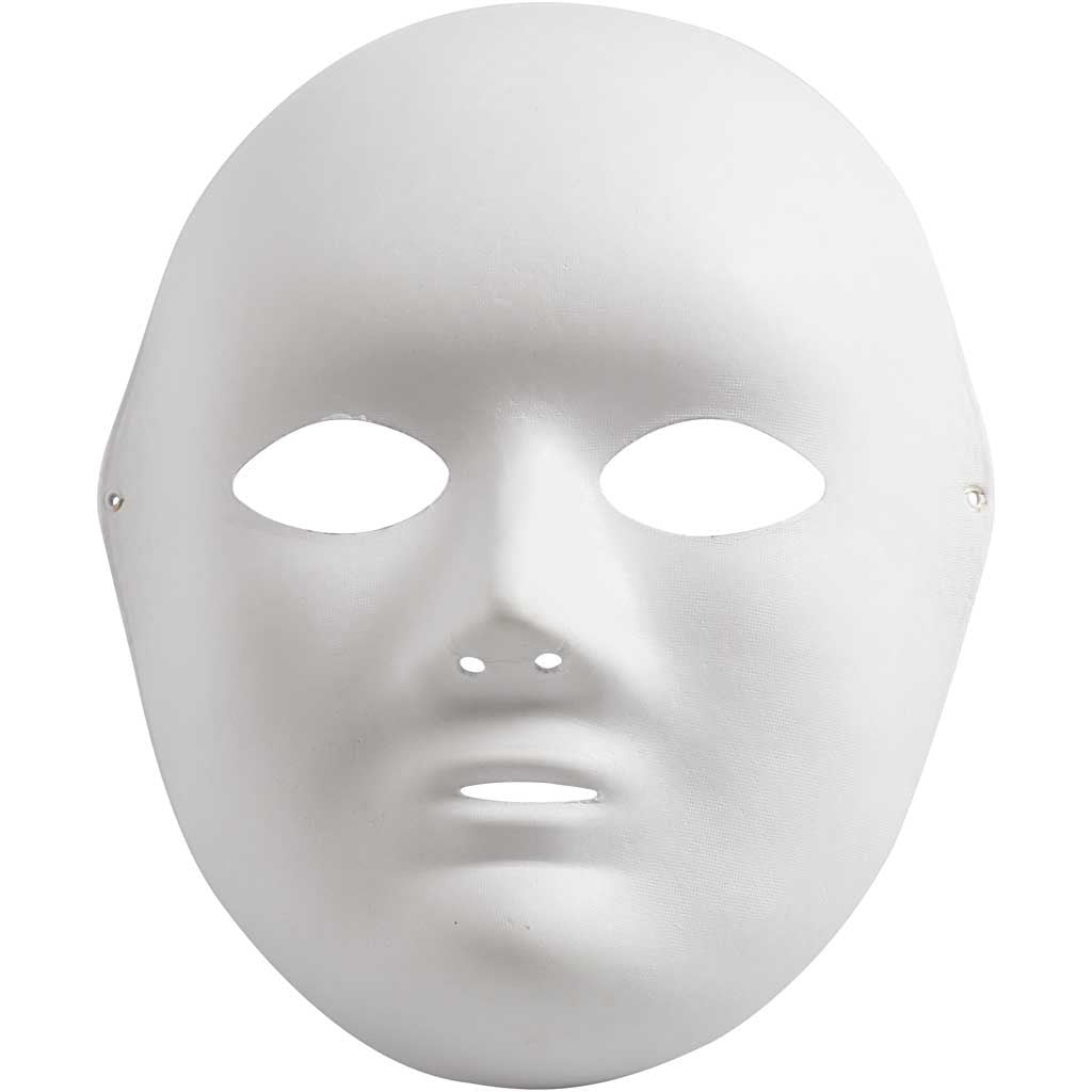 Masker, H: 22 cm, B: 17 cm, wit, 10 stuk/ 1 doos [HOB-59253]