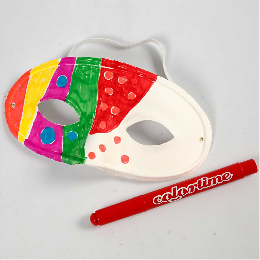 Masker, H: 9,5 cm, B: 18,5 cm, wit, 10 stuk/ 1 doos [HOB-59255]